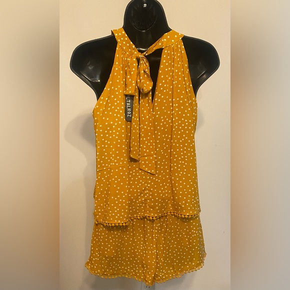 2 Piece Polka Dot Short and Top Set. Color: Multi -Yellow/White - Picture 7 of 10